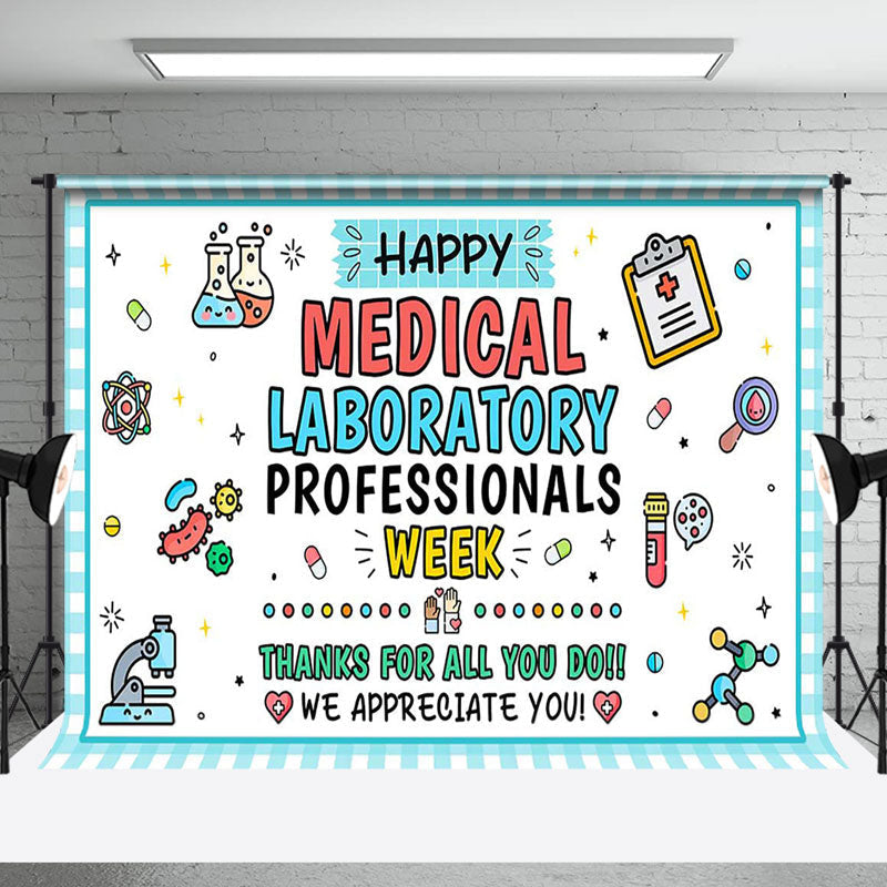 Aperturee - Aperturee Blue White Medical Lab Professionals Week Backdrop