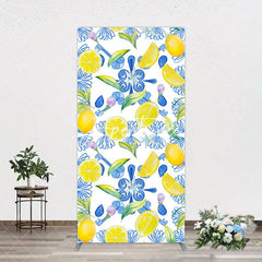 Aperturee - Aperturee Blue White Mediterranean Lemon Birthday Rectangle Backdrop