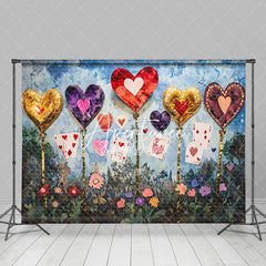 Aperturee - Aperturee Blue White Messy Wall Hearts Valentines Day Backdrop