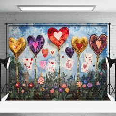 Aperturee - Aperturee Blue White Messy Wall Hearts Valentines Day Backdrop