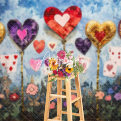 Aperturee - Aperturee Blue White Messy Wall Hearts Valentines Day Backdrop