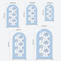 Aperturee - Aperturee Blue White Porcelain Happy Birthday Arch Backdrop