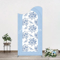 Aperturee - Aperturee Blue White Porcelain Happy Birthday Arch Backdrop