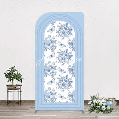 Aperturee - Aperturee Blue White Porcelain Happy Birthday Arch Backdrop