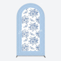 Aperturee - Aperturee Blue White Porcelain Happy Birthday Arch Backdrop