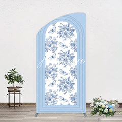 Aperturee - Aperturee Blue White Porcelain Happy Birthday Arch Backdrop