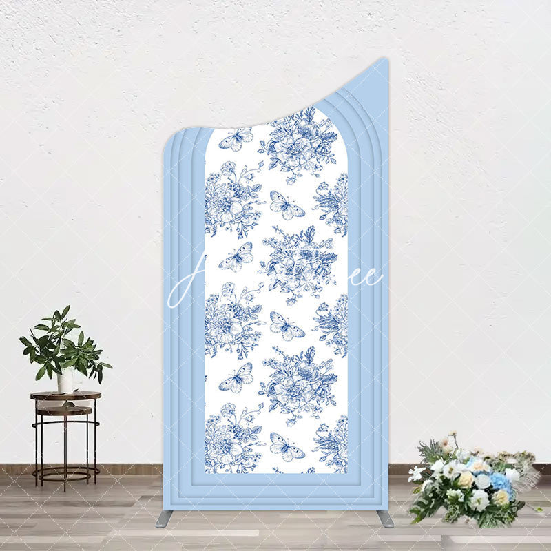 Aperturee - Aperturee Blue White Porcelain Happy Birthday Arch Backdrop