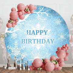 Aperturee - Aperturee Blue White Snowflake Winter Round Birthday Backdrop