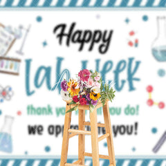 Aperturee - Aperturee Blue White Stripe Thank You Happy Lab Week Backdrop