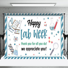 Aperturee - Aperturee Blue White Stripe Thank You Happy Lab Week Backdrop