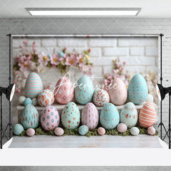 Aperturee - Aperturee Blurry Bricks Wall Color Eggs Easter Photo Backdrop