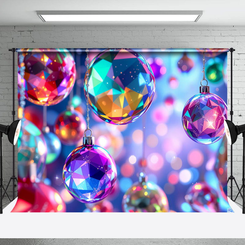 Aperturee - Aperturee Blurry Colorful Sparkle Xmas Bells Christmas Backdrop