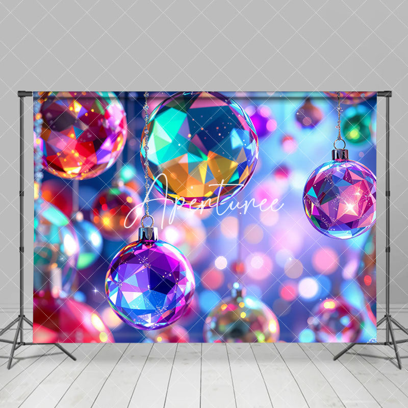 Aperturee - Aperturee Blurry Colorful Sparkle Xmas Bells Christmas Backdrop