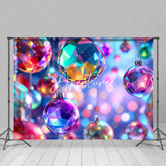 Aperturee - Aperturee Blurry Colorful Sparkle Xmas Bells Christmas Backdrop