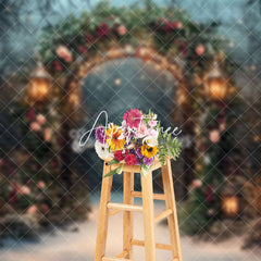 Aperturee - Aperturee Blurry Dark Night Floral Lighted Christmas Backdrop