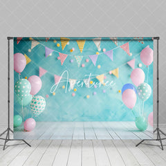 Aperturee - Aperturee Blurry Green Wall Balloons Cake Smash Photo Backdrop