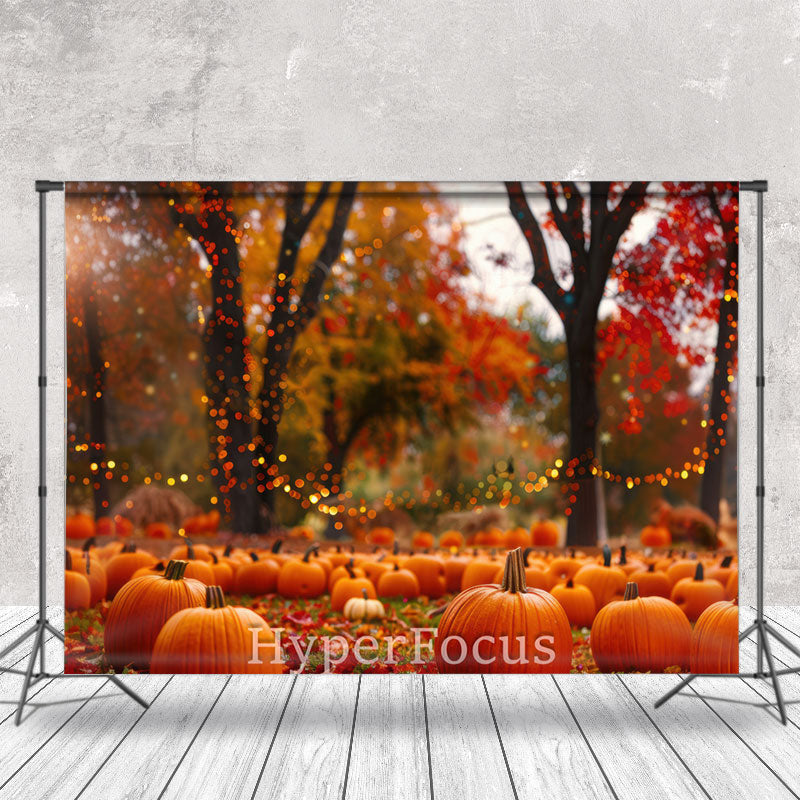 Aperturee - Aperturee Blurry Maple Grove Pumpkins Autumn Photo Backdrop