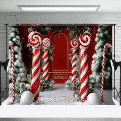 Aperturee - Aperturee Blurry Red White Candy Cane Christmas Vibe Backdrop