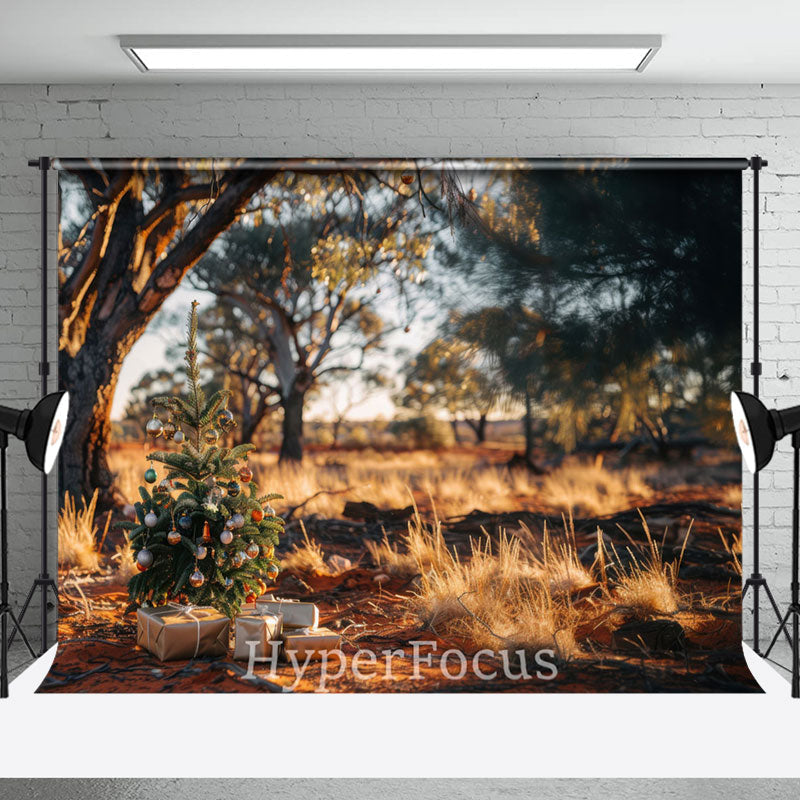 Aperturee - Aperturee Blurry Wild Forest Tree Gifts Christmas Backdrop