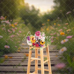 Aperturee - Aperturee Blurry Wildflower Boardwalk Spring Photo Backdrop