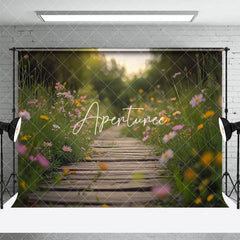 Aperturee - Aperturee Blurry Wildflower Boardwalk Spring Photo Backdrop