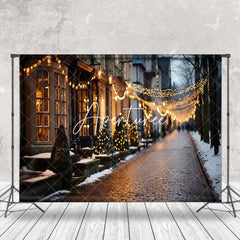 Aperturee - Aperturee Blurry Winter Festive Town Street Christmas Backdrop