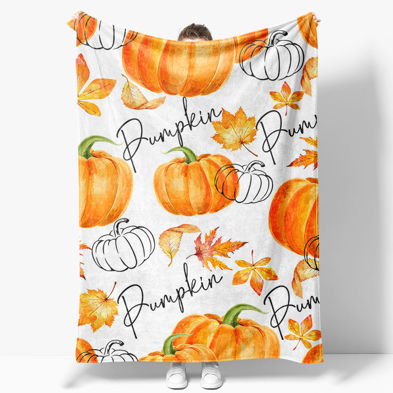 Aperturee - Aperturee Boho Autumn Pumpkin Custom Name Soft Warm Blanket