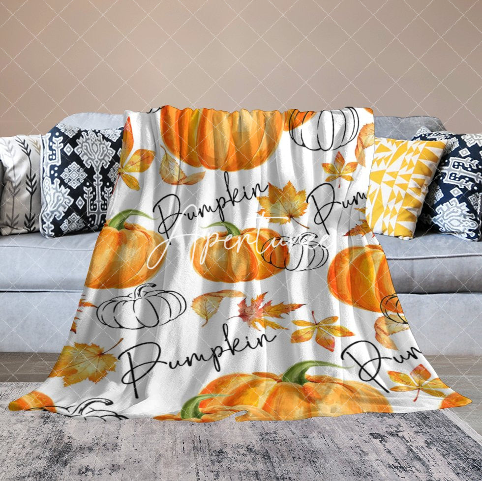 Aperturee - Aperturee Boho Autumn Pumpkin Custom Name Soft Warm Blanket