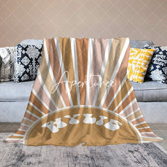 Aperturee - Aperturee Boho Colorful Rainbow Sunlight Custom Name Blanket