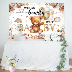 Aperturee - Aperturee Boho Floral Balloon Bearly Wait Baby Shower Backdrop