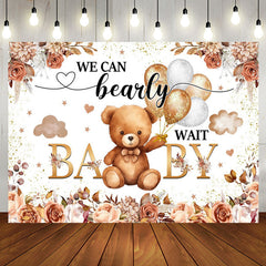 Aperturee - Aperturee Boho Floral Balloon Bearly Wait Baby Shower Backdrop