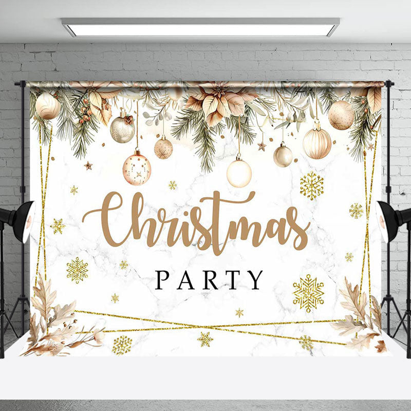 Aperturee - Aperturee Boho Floral Bells Marbled Christmas Party Backdrop