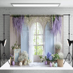 Aperturee - Aperturee Boho Floral Cabine Easter Photo Room Set Backdrop