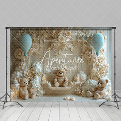 Aperturee - Aperturee Boho Flower Carving Wall Bear Swing Cake Smash Backdrop