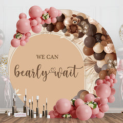 Aperturee - Aperturee Boho Leaves Bear Balloons Round Baby Shower Backdrop