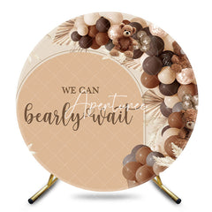 Aperturee - Aperturee Boho Leaves Bear Balloons Round Baby Shower Backdrop