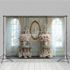 Aperturee - Aperturee Boho Pure White Curtain Floral Room Wedding Backdrop