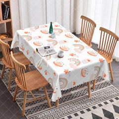 Aperturee - Aperturee Boho Rainbow Cartoon Party Rectangle Tablecloth