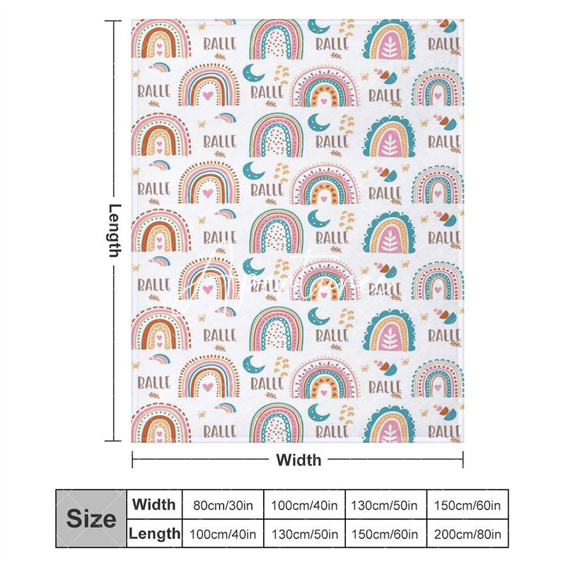 Aperturee - Aperturee Boho Rainbow Cutsom Name Blanket for Girl