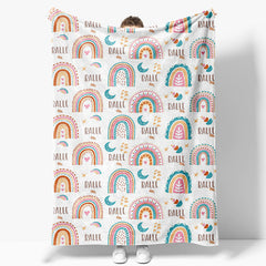 Aperturee - Aperturee Boho Rainbow Cutsom Name Blanket for Girl