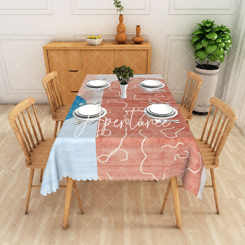 Aperturee - Aperturee Boho Stitching Pattern Modern Rectangle Tablecloth