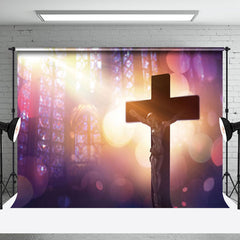 Aperturee - Aperturee Boho Sunlight Brown Cross Easter Photo Backdrop