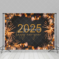 Aperturee - Aperturee Bokeh Bloom Sparke Black 2025 Happy New Year Backdrop