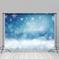 Aperturee - Aperturee Bokeh Blue White Winter Snowflake Christmas Backdrop