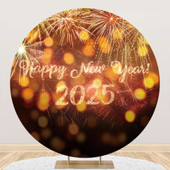 Aperturee - Aperturee Bokeh Dots Golden Happy New Year Party Round Backdrop