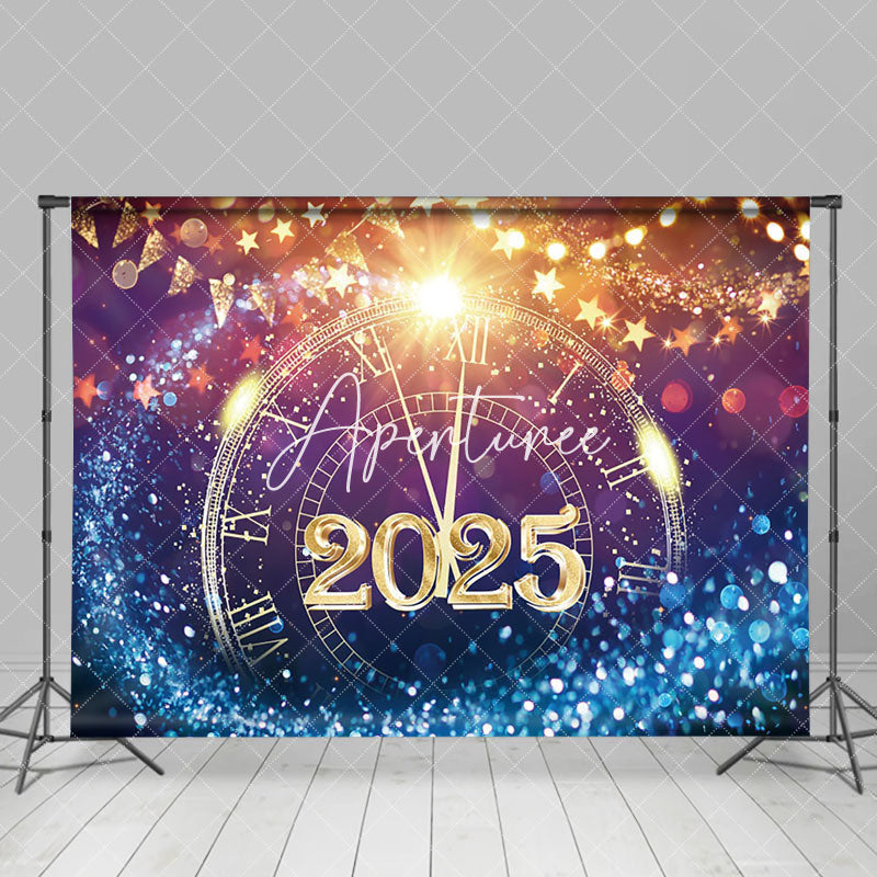 Aperturee - Aperturee Bokeh Glitter Clock 2025 New Year Party Backdrop