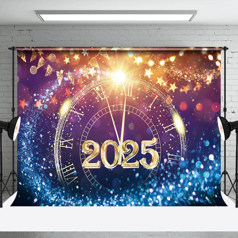 Aperturee - Aperturee Bokeh Glitter Clock 2025 New Year Party Backdrop