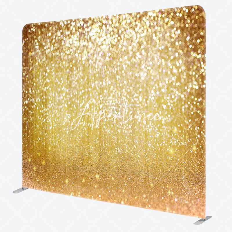 Aperturee - Aperturee Bokeh Gold Glitter Party Square Tension Backdrop