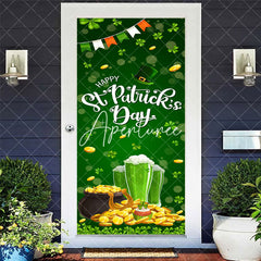 Aperturee - Aperturee Bokeh Green Clover Gold Beer St Patrick Door Cover