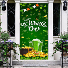 Aperturee - Aperturee Bokeh Green Clover Gold Beer St Patrick Door Cover